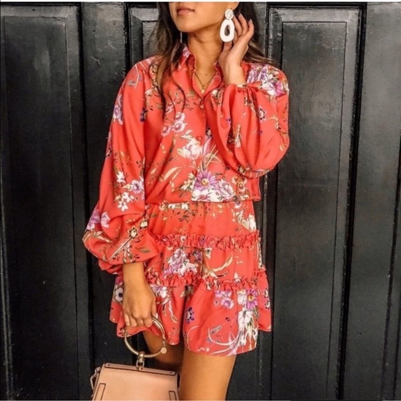 Alexis Blooming Floral Print Balloon Sleeve Dress - Picture 3 of 11